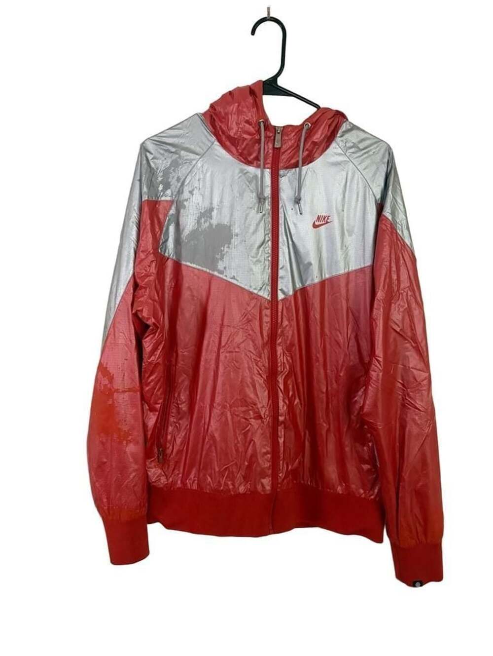 Nike Windrunner Jacket Size XL Red Silver Ripstop Hooded